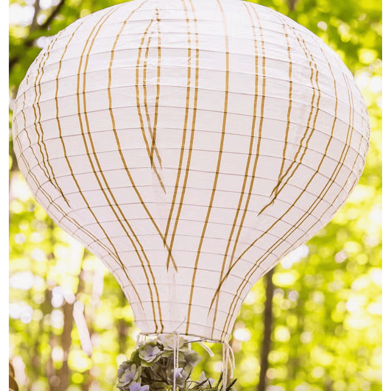 Hot Air Balloon Paper Lantern Set In Gold And White (3)