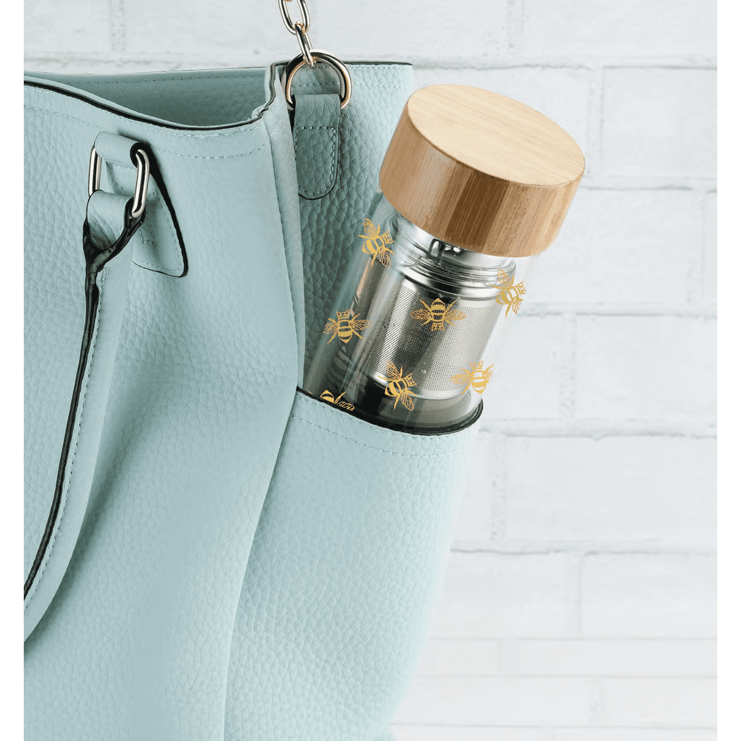 Bee Design Glass Travel Infuser Mug