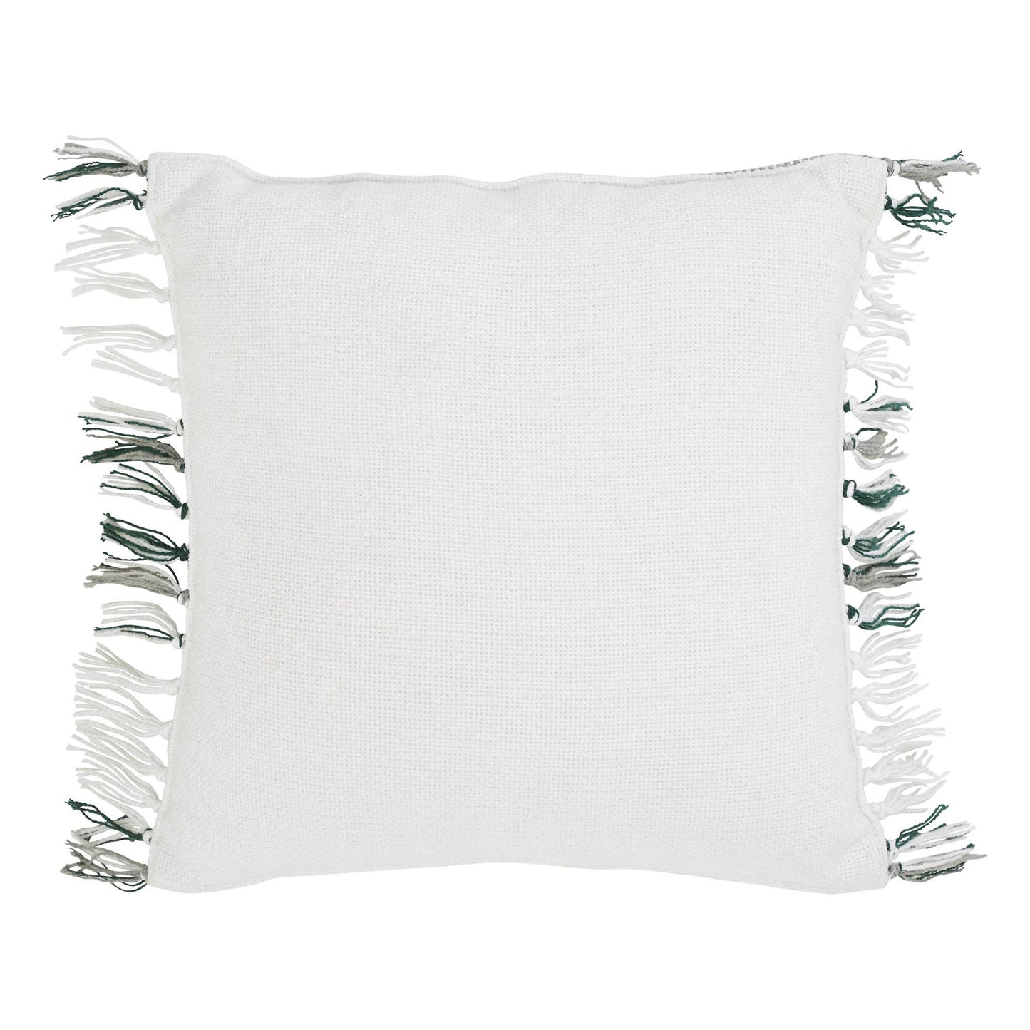 Harper Plaid Green White Pillow Fringed 12x12
