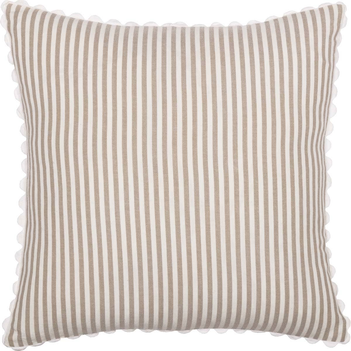 Farmhouse Ticking Taupe Pillow Cover 18Lx18W