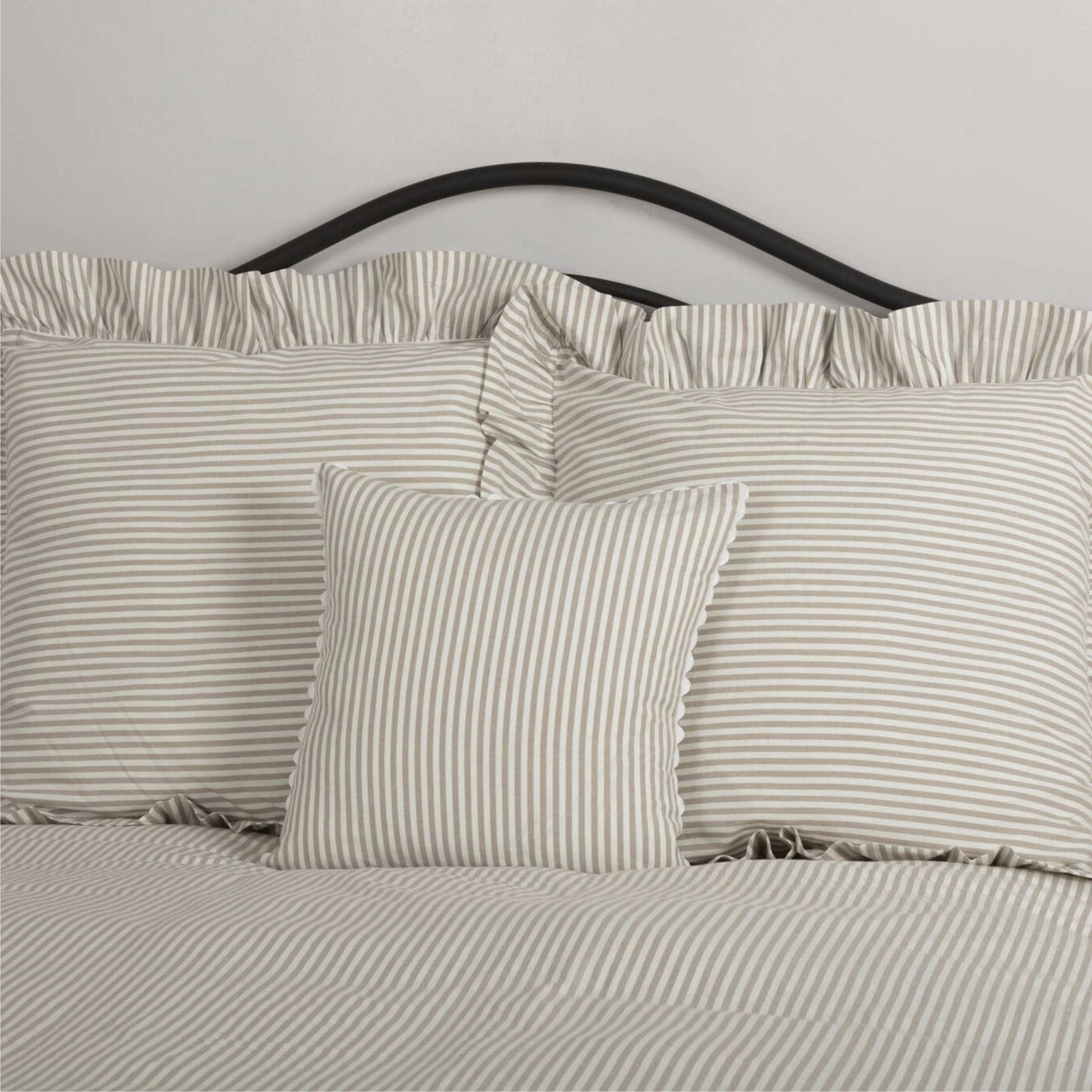 Farmhouse Ticking Taupe Pillow Cover 18Lx18W