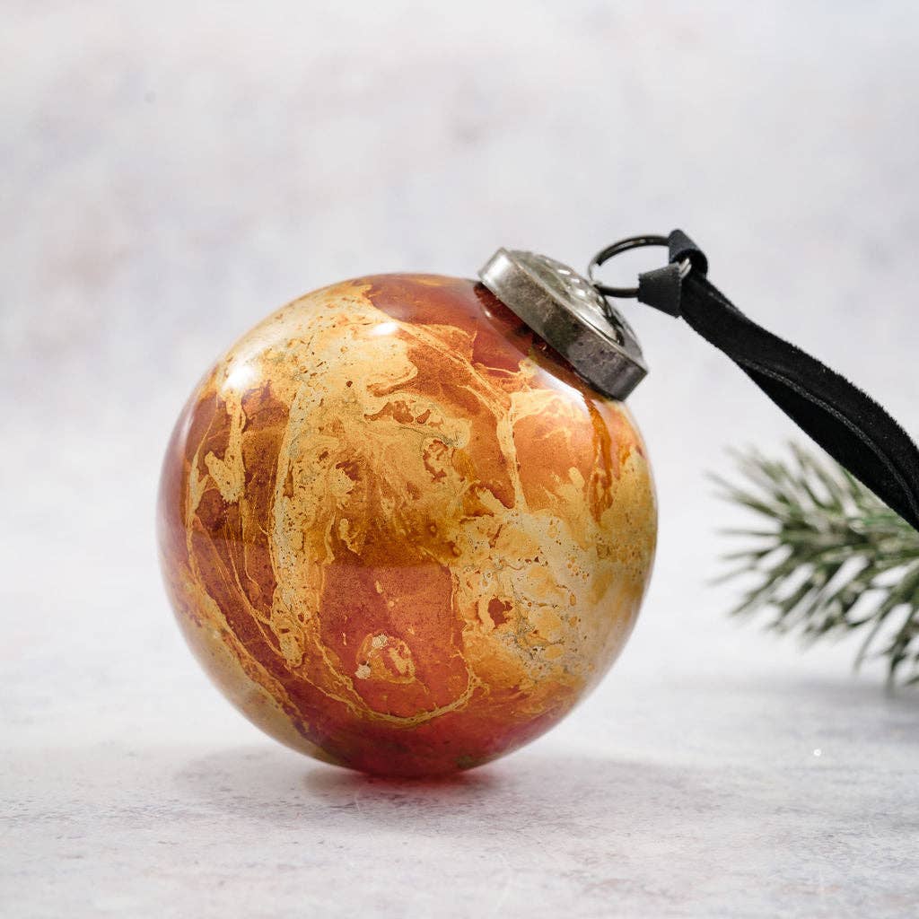3" Copper Marble Glass Hanging Ornament