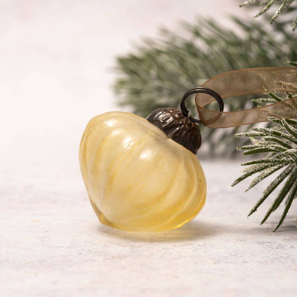 Set of 6 Small 1" Gold Frosted Glass Lanterns