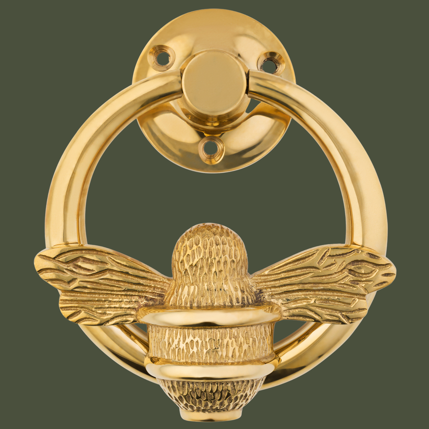 Brass Bumble Bee Ring Door Knocker - Brass Finish
