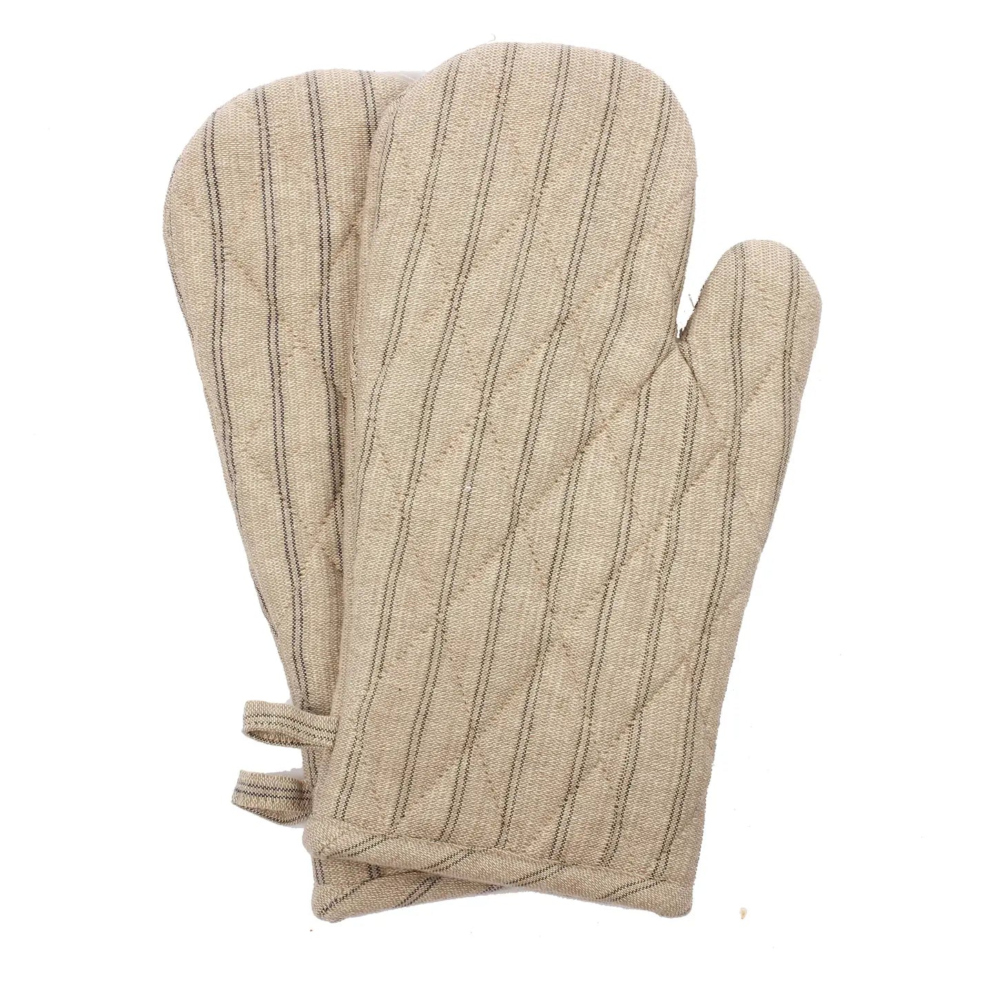 Oven Gloves Provincial Stripe in Burnt Olive