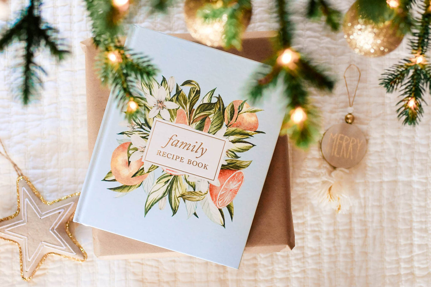 Family Recipe Book & Keepsake Journal | Christmas Gift: Citrus