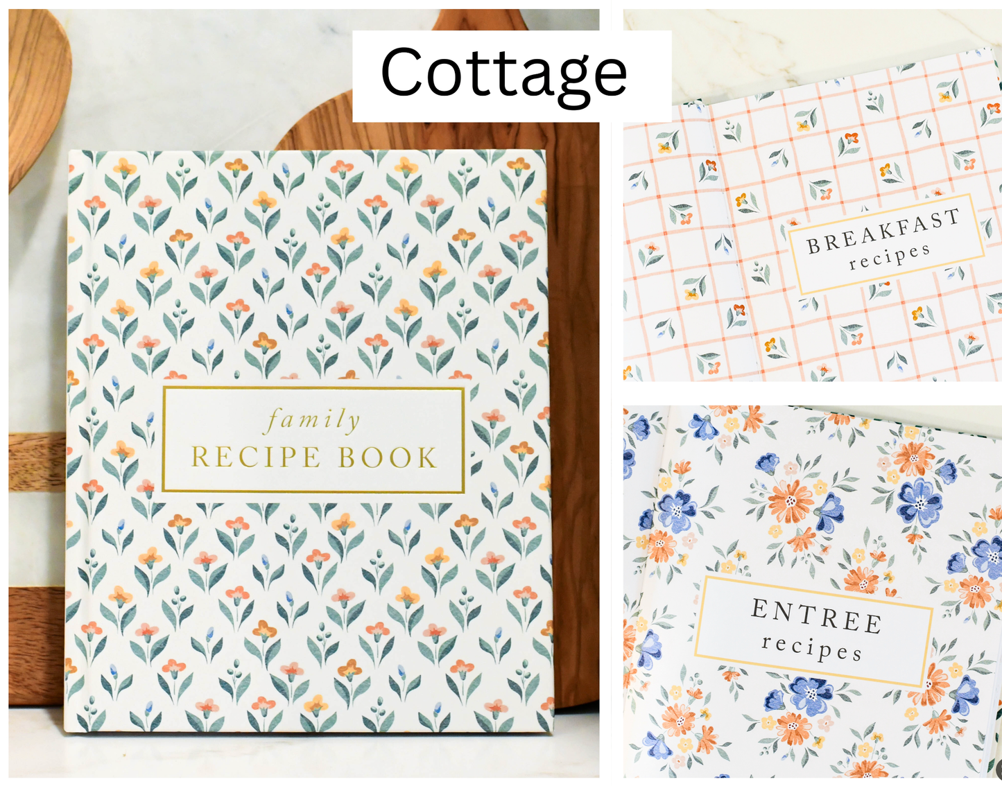 Family Recipe Book & Keepsake Journal | Christmas Gift: Cottage