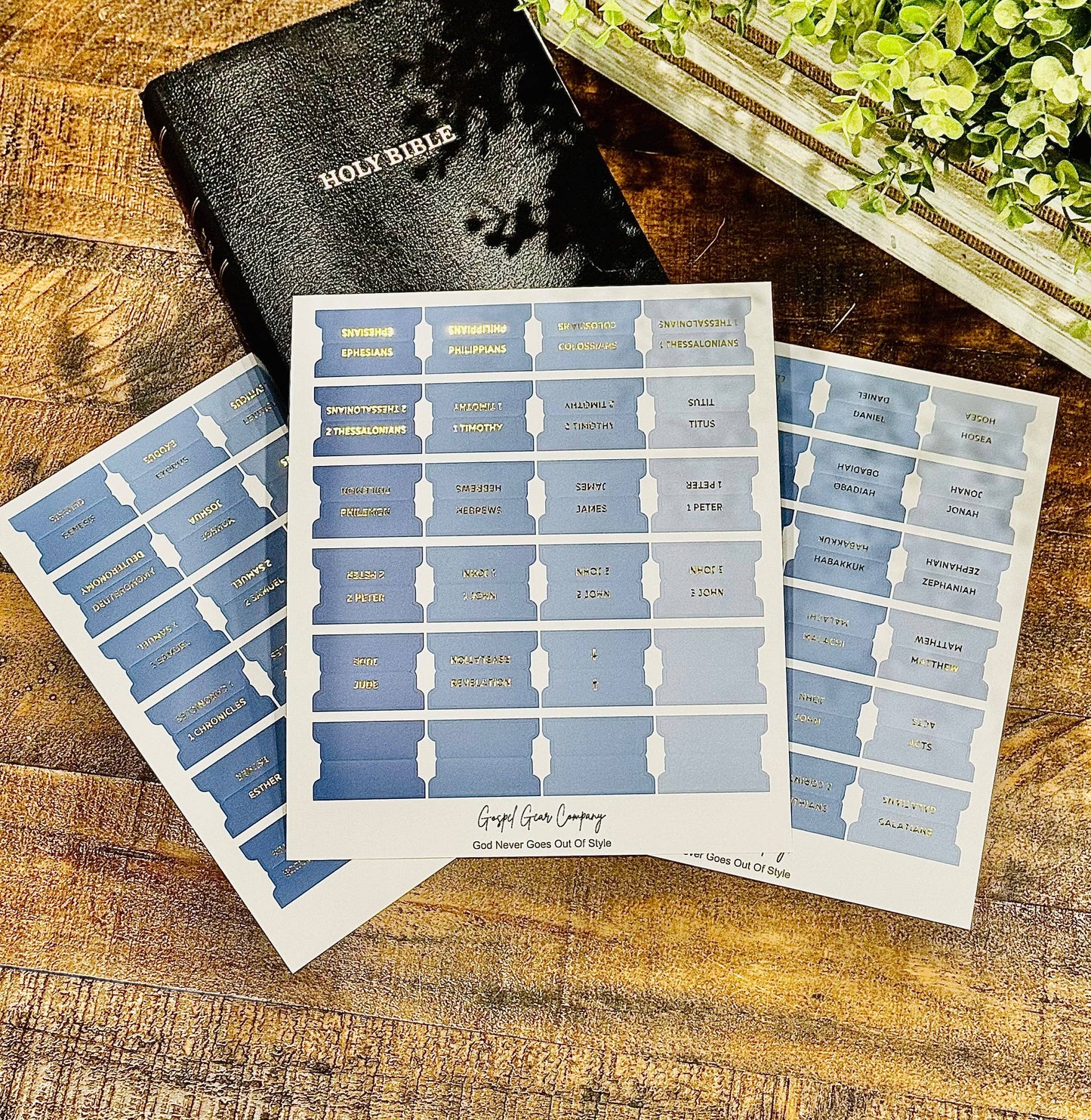 Gold Foil Ocean Breeze Matte Bible Tabs
