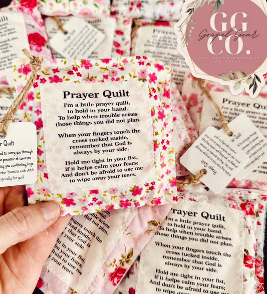 Floral Pink Pocket Prayer Quilt: Square