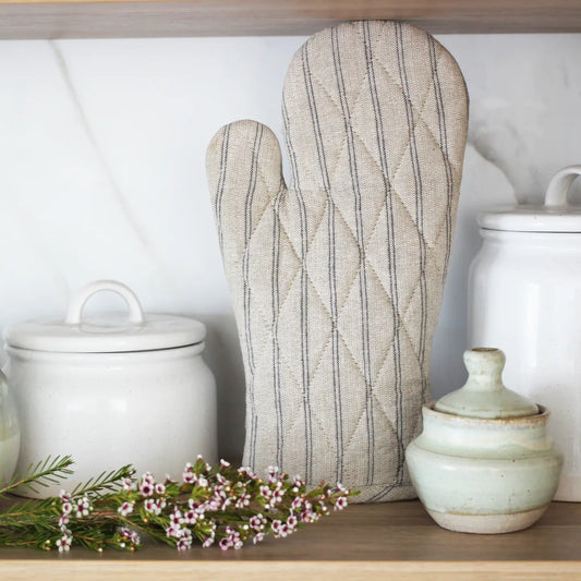 Oven Gloves Provincial Stripe in Burnt Olive