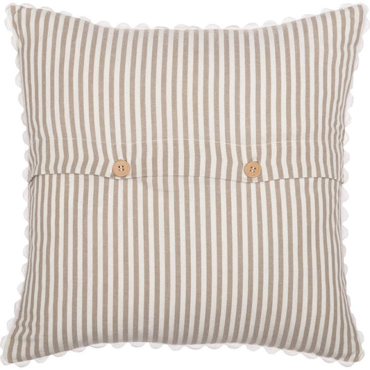 Farmhouse Ticking Taupe Pillow Cover WITH Feather Insert! 18Lx18W