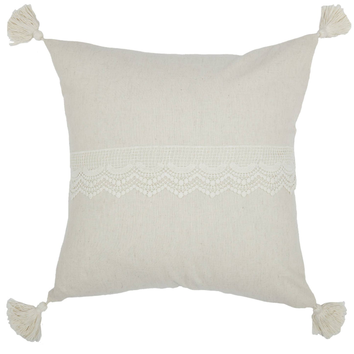 Flax and Lace Pillow Cover 20Lx20W