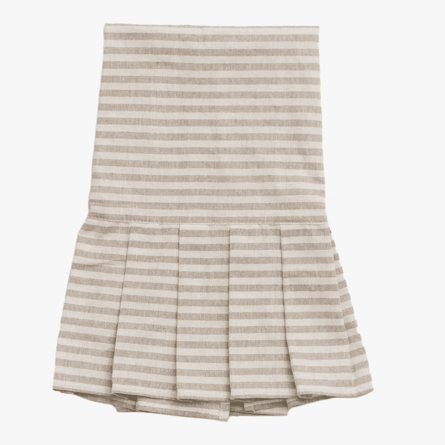 Striped Tea Towel with Ruffle - Tan & Cream