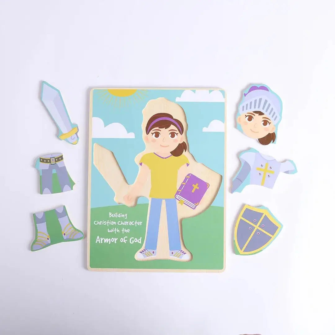 Puzzle Wood Armor Of God Build-A-Kid Girl