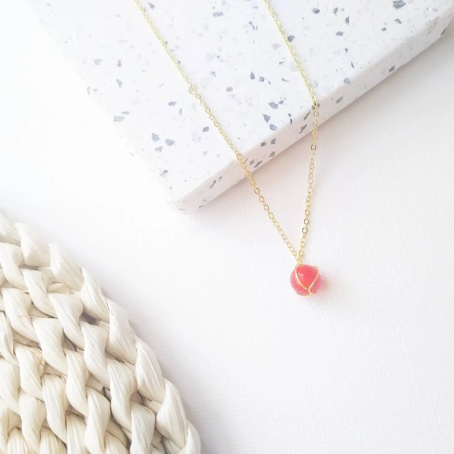The Honey Necklace - Red Quartz Charm