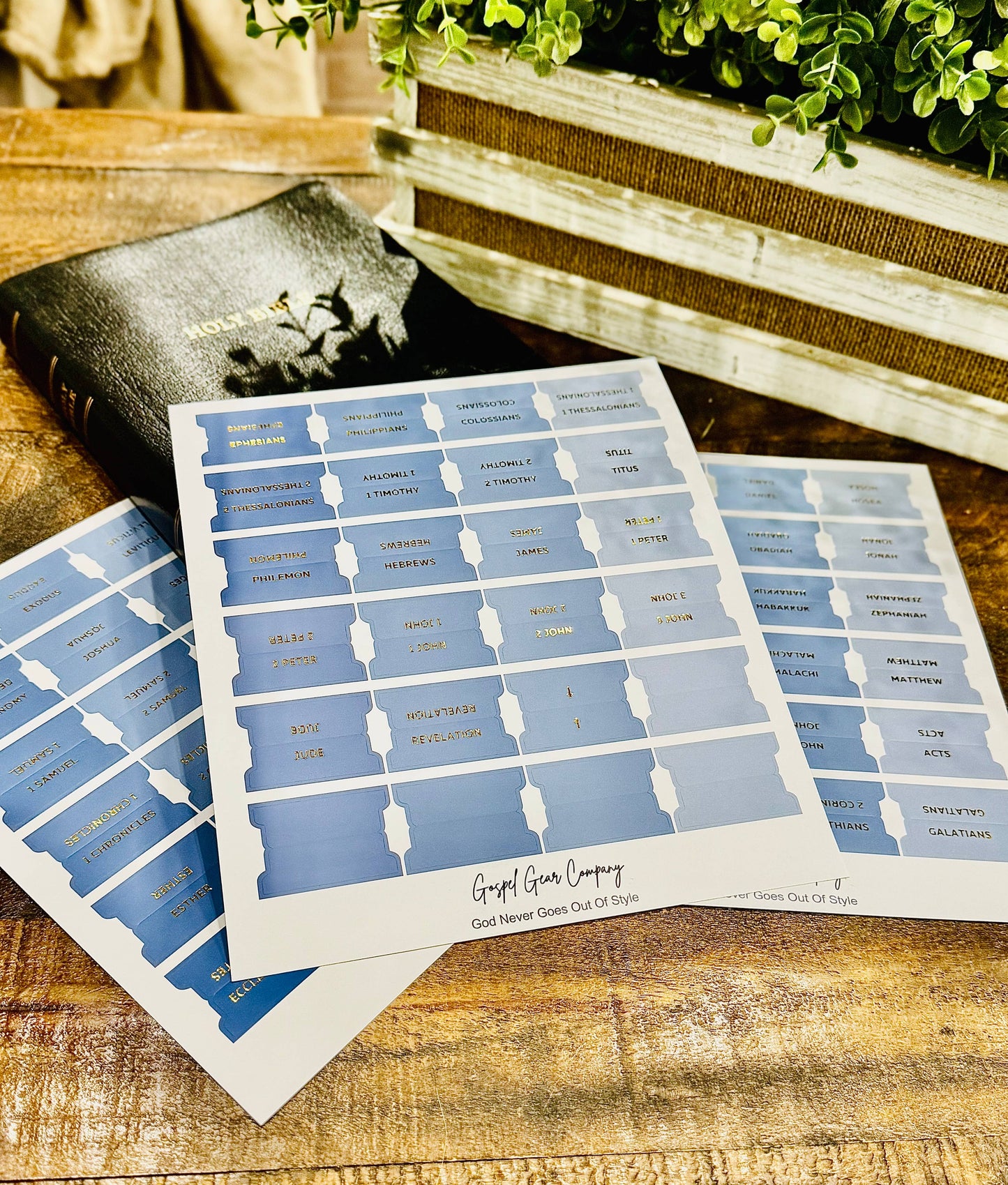 Gold Foil Ocean Breeze Matte Bible Tabs