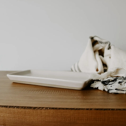 Stoneware Tray - Cream Speckled - 8x4"