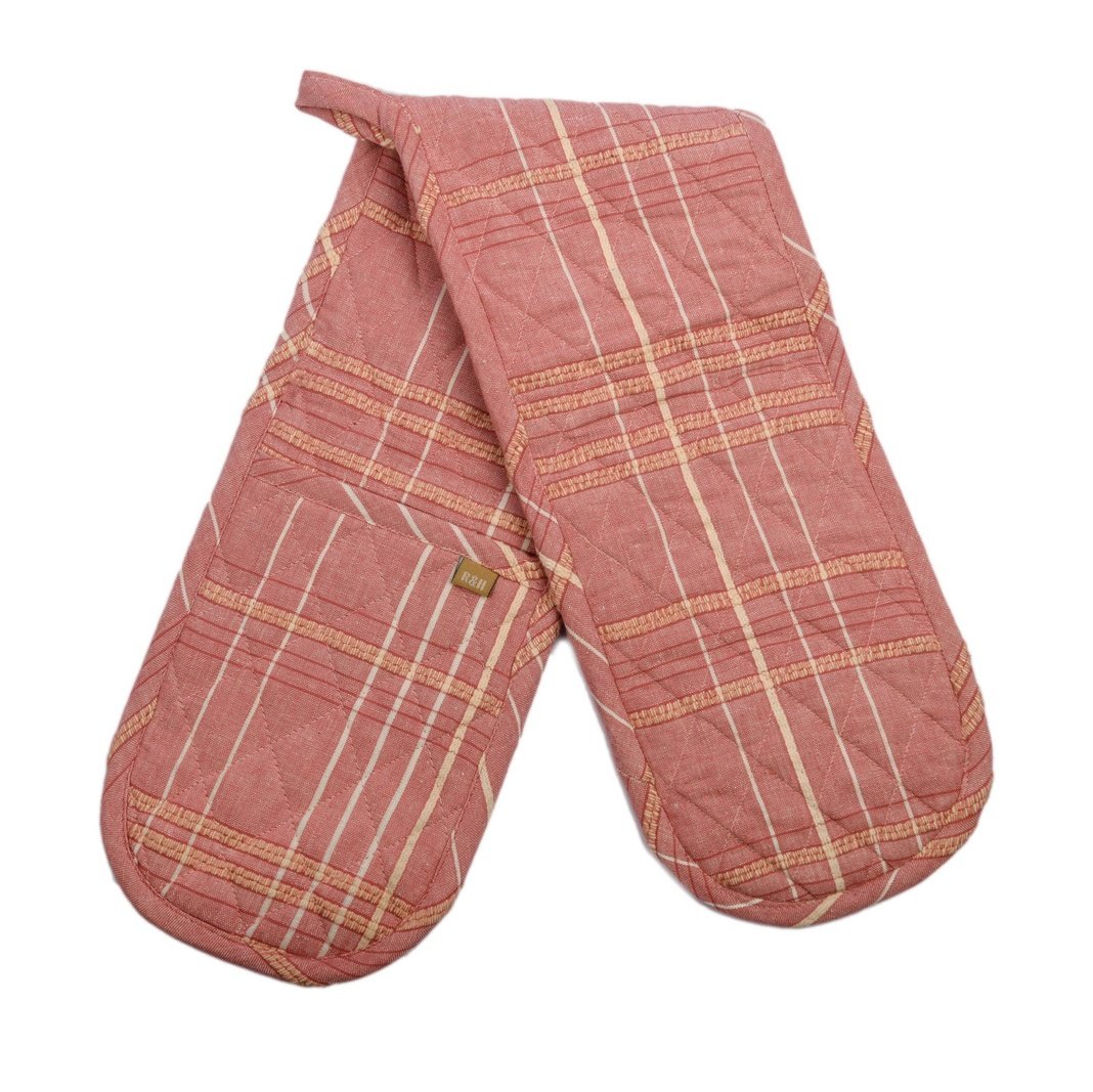 Textured Check - Double Oven Glove - Fig