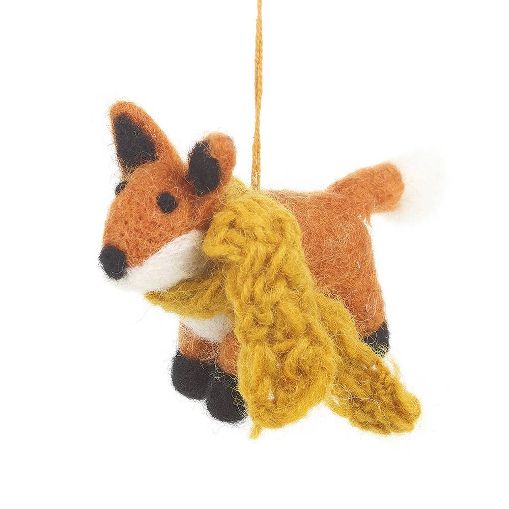 Handmade - Felted Rusty the Fox Hanging Decoration