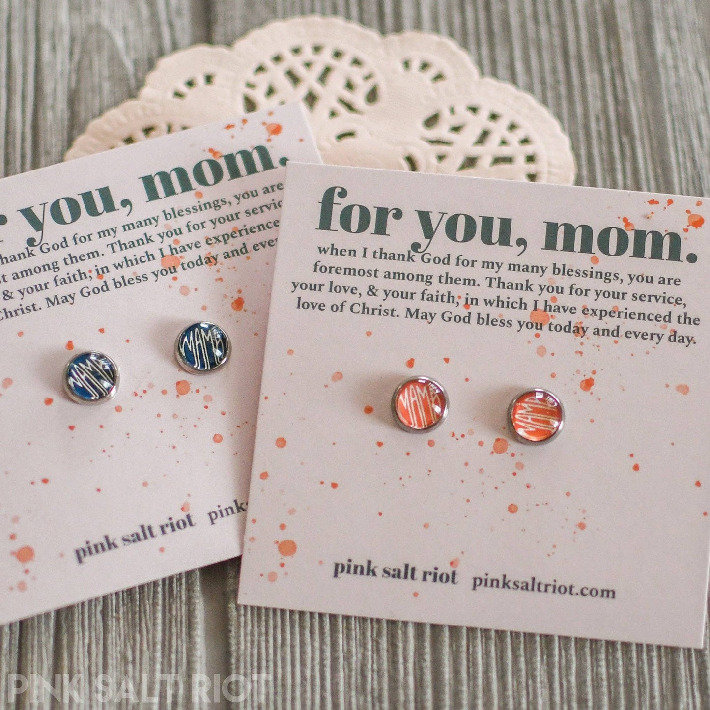 Mama Stud Earrings - Blue
