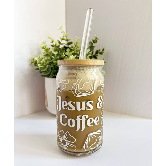 Jesus & Coffee Glass Can