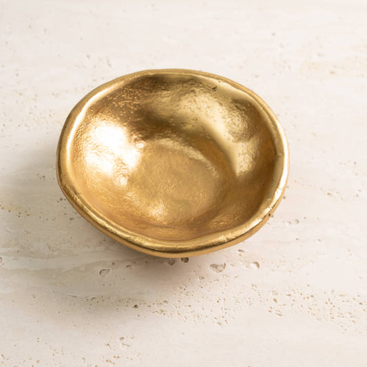 Small Textured Gold - Free Form - Metal Bowl