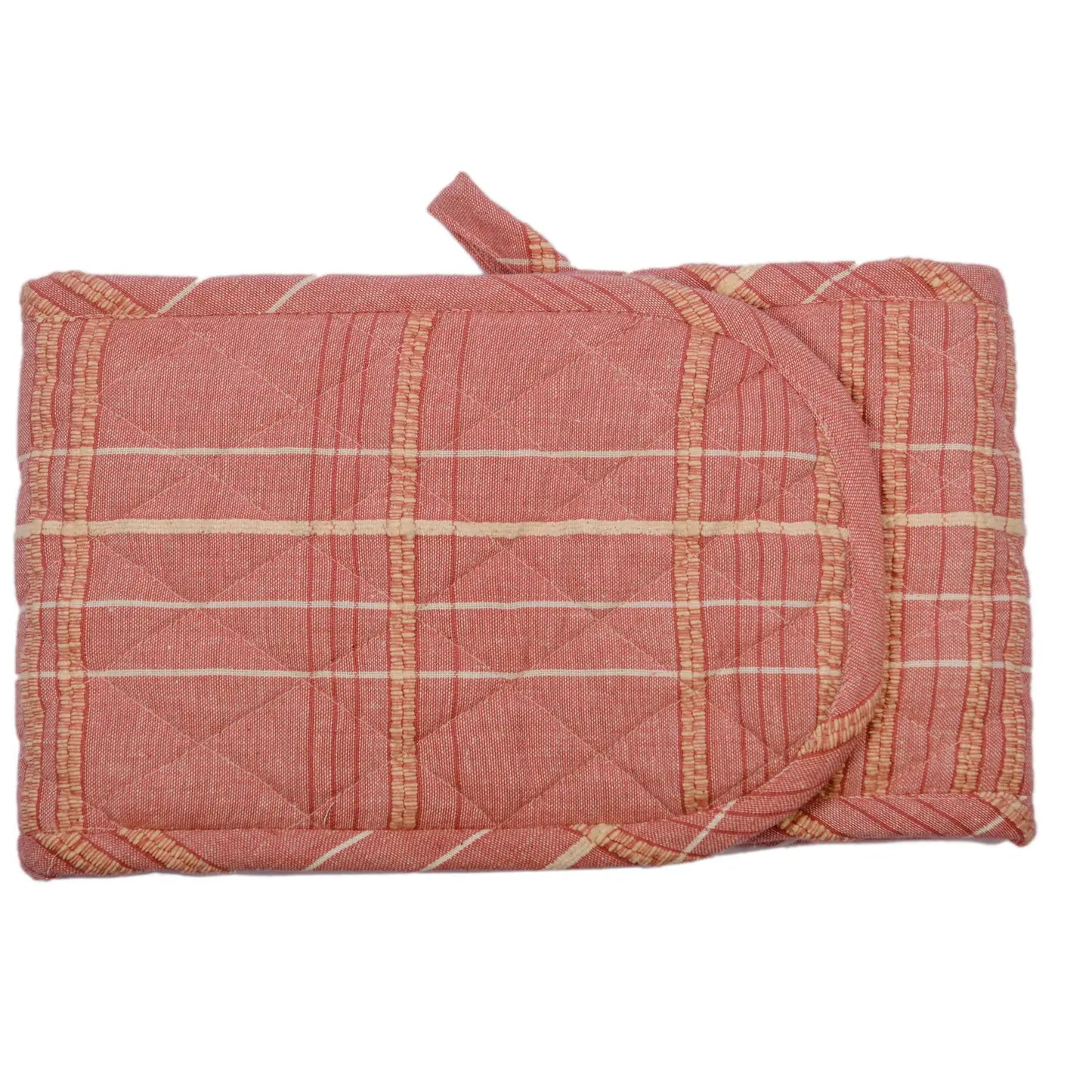 Textured Check - Double Oven Glove - Fig