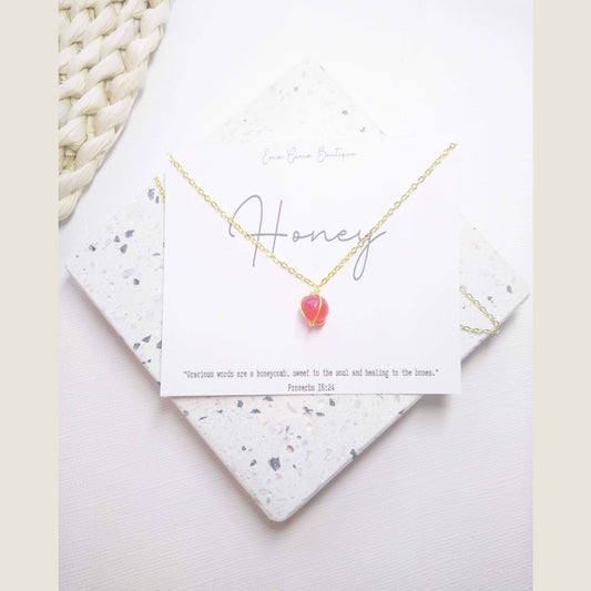 The Honey Necklace - Red Quartz Charm