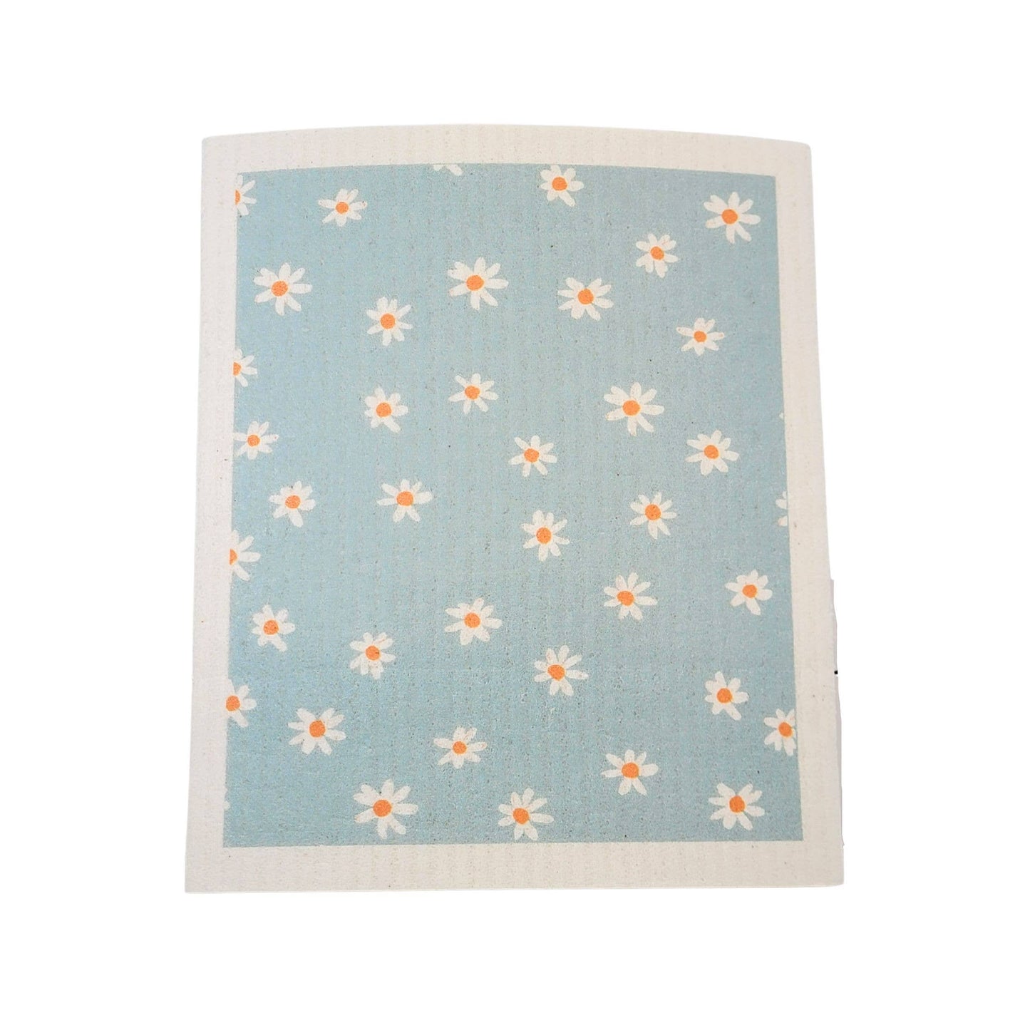 Light Blue With White Flowers - Swedish Dishcloth
