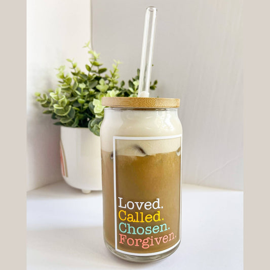 Loved, Called, Chosen, Forgiven Glass Can Christian Glass