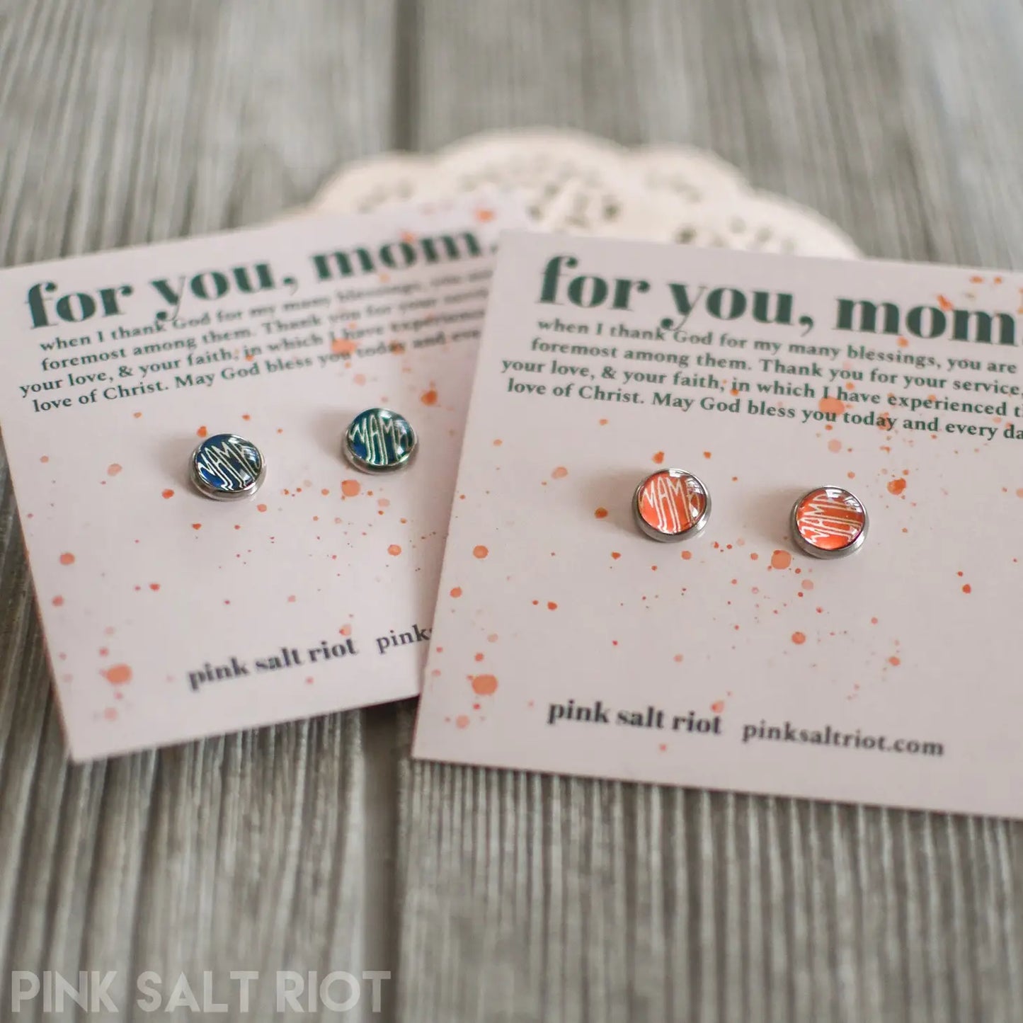 Mama Stud Earrings - Blue
