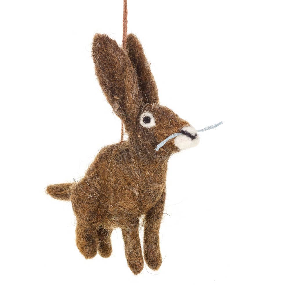 Handmade - Felted Herbert the Hare Ornament