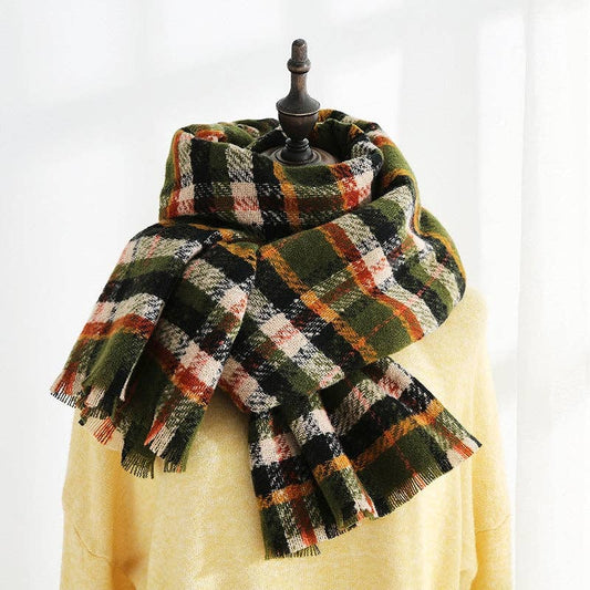 Warm Faux Cashmere - Plaid Print - Shawl Scarf